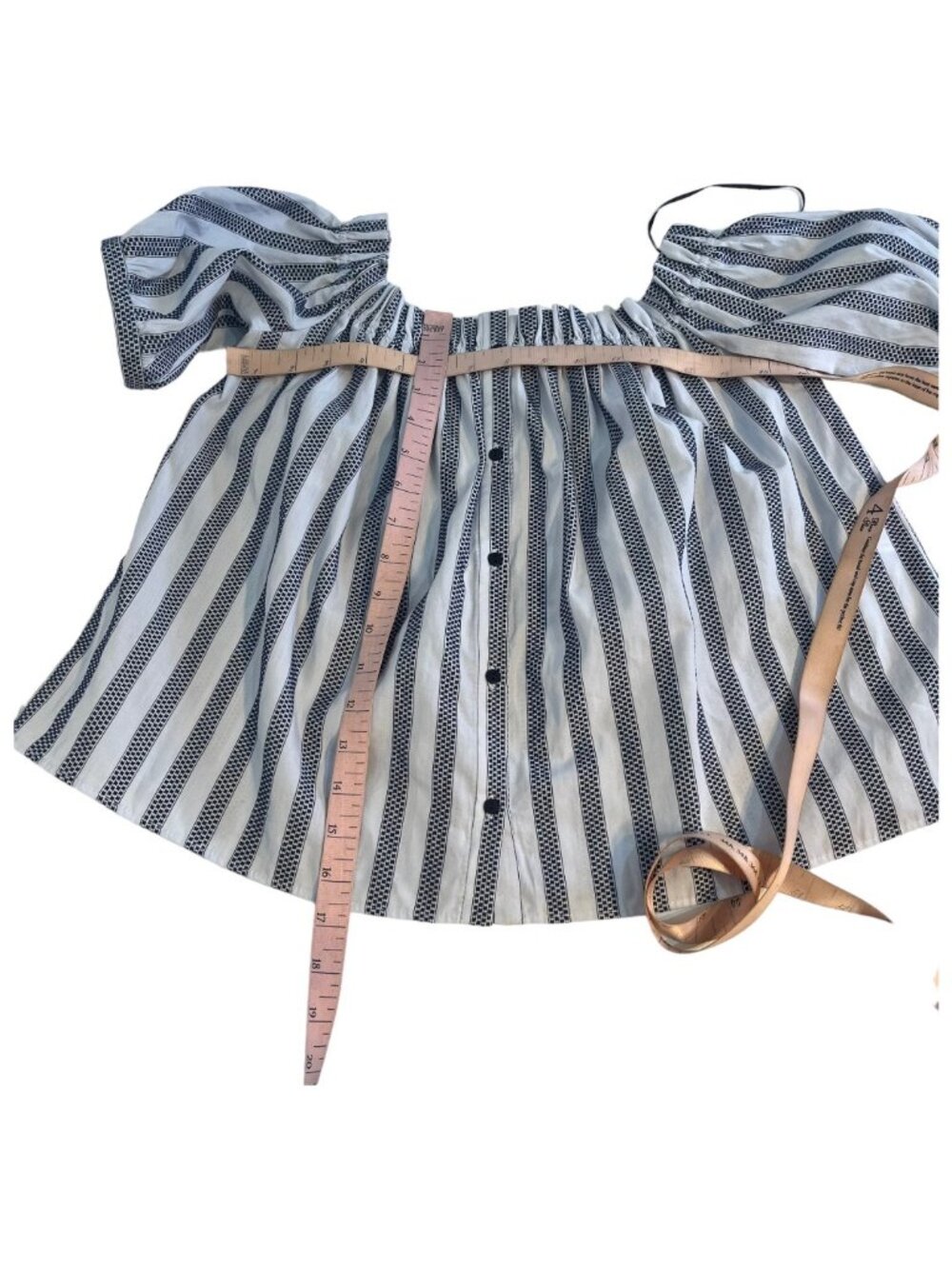 Zara Trafaluc Collection Off Shoulder Blouse Top XS NWT Navy Stripe Textured - Picture 10 of 10